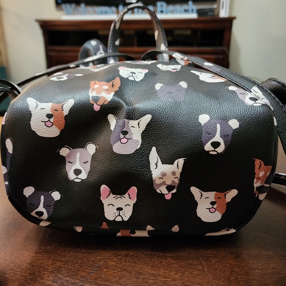 Dog patterned mini backpack purse with ears - Picture 3 of 4